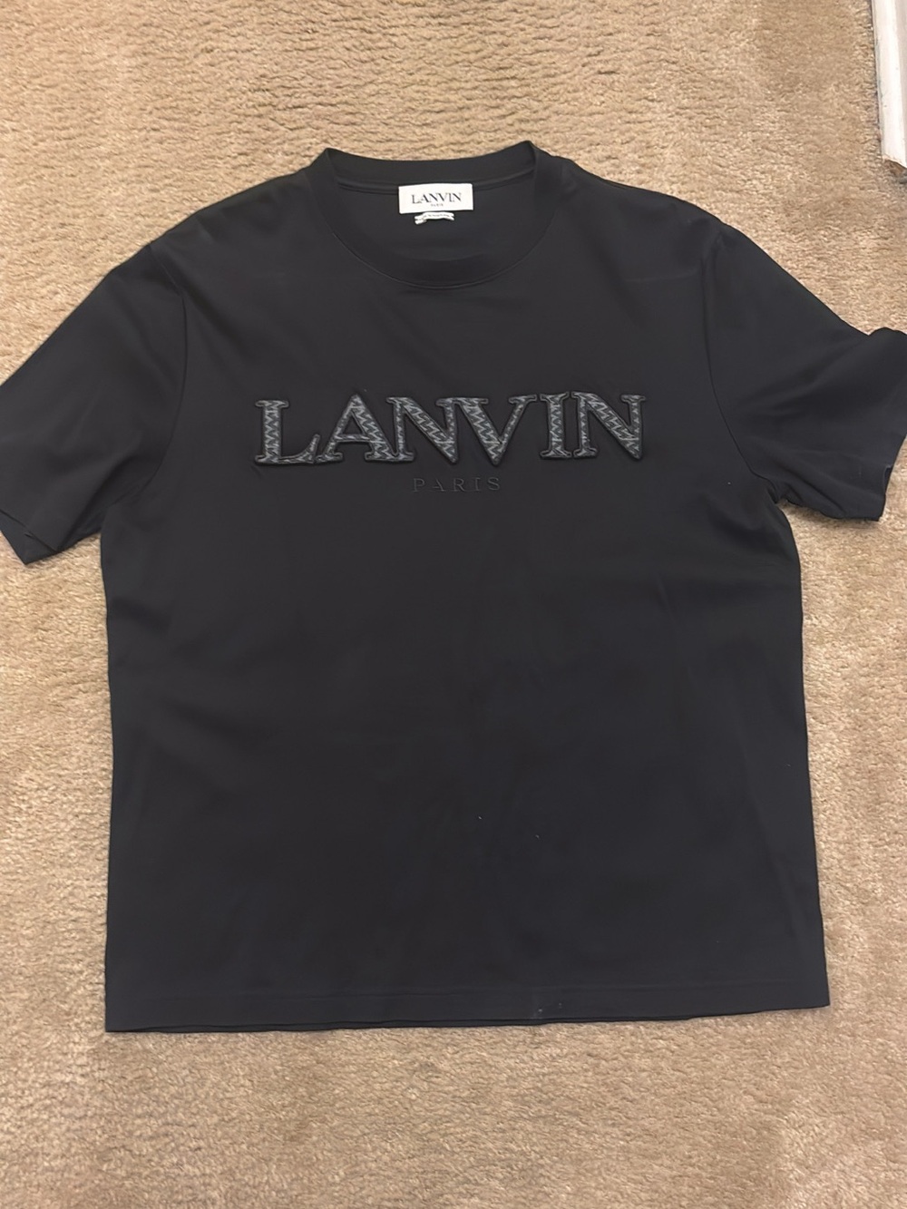 Lanvin Black Embroidered Logo Crew Tee